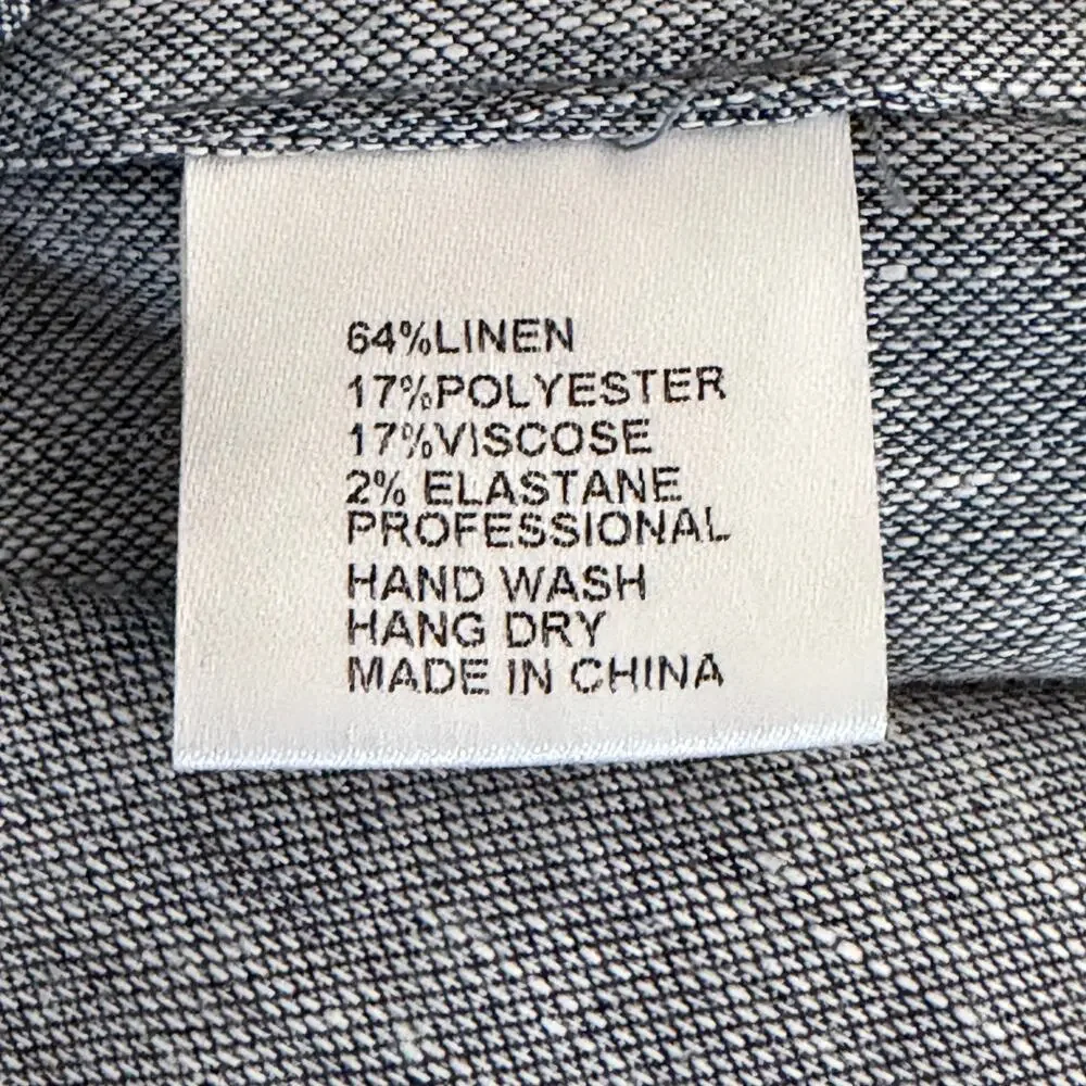 Ann Mashburn Off-The-Shoulder Ruffle Linen Blend Dress Chambray Medium